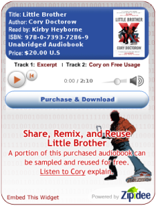 A widget popularizing Cory Doctorow\'s recent book, Little Brother.